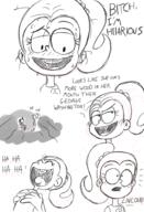 2016 artist:jumpjump character:luan_loud character:ronnie_anne_santiago comic comic:the_loud_comic dialogue eyes_closed half-closed_eyes open_mouth sketch smiling sweat text // 1300x1900 // 1.2MB