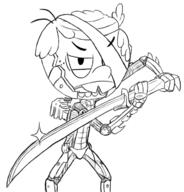 2016 artist:duskull character:lincoln_loud holding_weapon looking_at_viewer metal_gear parody solo sword // 697x727 // 160KB