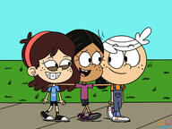 2022 aged_down arm_around_shoulder artist:danielwresch character:lincoln_loud character:ronnie_anne_santiago character:sid_chang looking_at_another ronniecoln sidonnie sidonniecoln smiling // 1280x960 // 137KB