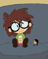2021 artist:jumpjump au:pocket_louds character:lincoln_loud character:lisa_loud character:ronnie_anne_santiago chibi coloring colorist:anonymouse edit looking_at_viewer sitting sofa // 1300x1600 // 349KB