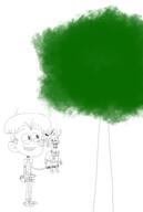 2017 artist:drawsshitart boner bulge character:lane_loud character:mrs_coconuts erection_under_clothing genderswap looking_down looking_to_the_side looking_up sketch smiling solo tree // 1600x2390 // 1.2MB