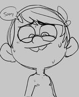 2016 artist:zabbuk character:lincoln_loud dialogue nude sketch solo text // 1626x1999 // 302KB