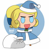 2020 alternate_outfit artist:julex93 character:leia_loud christmas christmas_outfit fate frowning holding_object holiday lolacoln meme mistletoe ocs_only open_mouth original_character padoru parody santa_bag santa_dress santa_hat sin_kids smiling solo // 1500x1500 // 191KB