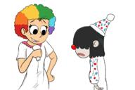 2016 artist:vinnietwotoes character:luan_loud character:lucy_loud clown clown_nose comic microphone wig // 1280x853 // 265KB