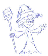 2016 artist:scobionicle99 broom character:lynn_loud costume holding_object looking_at_viewer sketch solo witch witch_hat // 621x718 // 161KB