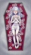 character:linka_loud coffin doll eyes_closed flower lying on_back solo // 1152x2048 // 534KB