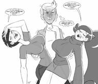 aged_up alternate_outfit artist:aeolus black_and_white blushing character:lincoln_loud character:mabel_pines character:ruby_kwee commission commissioner:araitsume crossover detentionaire dialogue eyes_closed gravity_falls open_mouth sketch sweat tagme // 1229x1054 // 131KB