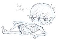 2017 arm_support artist:nelauk barefoot character:luna_loud dialogue feet half-closed_eyes looking_to_the_side lying sketch smiling solo text // 799x537 // 182KB
