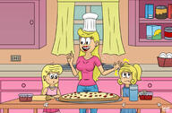 2020 aged_up artist:julex93 character:leia_loud character:lola_loud character:londey_loud chef_hat cooking drool food hand_gesture kitchen looking_away looking_down looking_up open_mouth original_character pizza pointing roller sin_kids smiling unusual_pupils wide_hips // 2081x1366 // 365KB