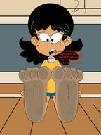 2023 alternate_outfit artist:tommydraws barefoot character:stella_zhau comic comic:stella's_barefoot_journey dialogue dirty feet gym_clothes open_mouth raised_eyebrow school sitting solo text // 1064x1417 // 512KB