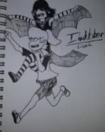 2016 artist:lioxdz carrying carrying_on_shoulders character:lucy_loud character:lynn_loud inktober photo piggyback running text // 360x453 // 169KB