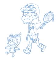 2016 artist:duskull caveman character:leni_loud character:lily_loud holding_object meat sketch // 406x427 // 88KB