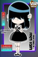 alternate_outfit character:lucy_loud dress earrings hands_clasped high_heels japanese solo text // 2711x4096 // 649KB