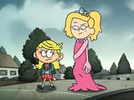 amphibia character:lola_loud clothes_swap crossover frowning looking_at_another raised_eyebrow sasha_waybright // 2048x1536 // 286KB