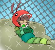 2021 artist:patanu102 character:lulu_loud eyes_closed lying ocs_only on_back original_character sin_kids sleeping sleeping_bag solo the_very_hungry_caterpillar // 1188x1084 // 188KB
