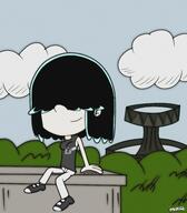 alternate_outfit artist:mardooge character:lucy_loud cloud pink_floyd sitting smiling solo // 1945x2225 // 397KB