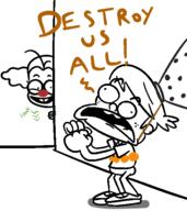 2016 artist:skeluigi character:lincoln_loud character:luan_loud dialogue parody school screaming text the_grim_adventures_of_billy_and_mandy // 474x532 // 26KB