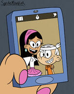 2019 arm_around_shoulder artist:smvartist character:jackie character:lincoln_loud cheek_to_cheek freckles holding_object interracial jackiecoln phone photo selfie smiling tagme // 1280x1616 // 231KB