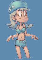 2017 artist:conoghi character:leni_loud looking_to_the_side smiling solo swim_cap swimsuit water westaboo_art // 600x853 // 67KB