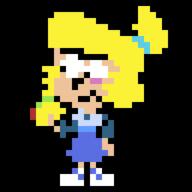 animated character:kid_becky food holding_food pixel_art solo taco // 256x256 // 34KB