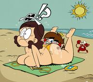 artist:grimphantom ass background_character bare_breasts barefoot beach big_breasts bikini character:thicc_qt commission commissioner:heartlessslayer crab feet on_front original_character self_insert sun sunglasses sunscreen swimsuit tagme thong topless towel water // 6032x5308 // 11MB