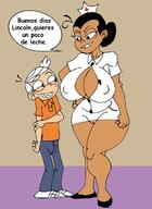 2017 artist:caglioro3666 big_breasts character:lincoln_loud character:maria_santiago dialogue interracial mariacoln nurse older_woman panties spanish tagme text thick_thighs underwear // 872x1200 // 285KB