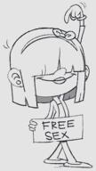 artist:distancedpsyche character:lucy_loud holding_sign pigslut pointing solo text // 937x1663 // 286KB