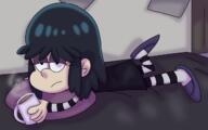 2016 artist:itoruna_the_platypus character:lucy_loud hair_apart lying on_front solo // 1280x799 // 567KB