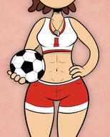 2016 aged_up artist:scobionicle99 ball character:lynn_loud hand_on_hip muscular muscular_female soccer_ball tagme whistle wide_hips // 1200x1500 // 197KB