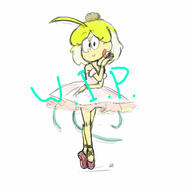 2017 alternate_hairstyle alternate_outfit artist:masterhation ballet character:leni_loud cosplay dancing on_toes pose princess_tutu smiling solo text tutu wip // 4320x4320 // 794KB