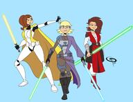 aged_up alternate_hairstyle alternate_outfit artist:chillguydraws au:thicc_verse character:lily_loud character:luan_loud character:lynn_loud commission commissioner:darthbane2007 crossover lightsaber parody star_wars tagme // 3300x2550 // 1.5MB