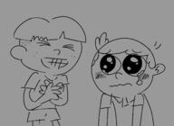 2022 artist:jackieposter blushing character:liam_hunnicutt character:lincoln_loud crying eyes_closed hands_on_chest hands_together laugh laughing sad sketch smiling tears unusual_pupils // 1650x1200 // 39KB