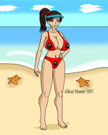 2023 aged_up artist:ghost_hunter_1851 beach big_breasts bikini character:renee solo tagme // 2000x2500 // 518KB