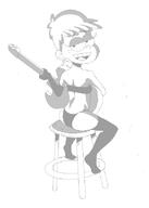 2016 artist:partyvan ass bra chair character:luna_loud guitar half-closed_eyes holding_object instrument looking_at_viewer looking_back open_mouth panties sitting sketch smiling solo thigh_highs underwear // 582x814 // 25KB