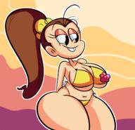 2016 artist:jdk2222 ass bare_breasts big_ass big_breasts bikini character:luan_loud smiling solo swimsuit thick_thighs wide_hips // 1280x1231 // 405KB