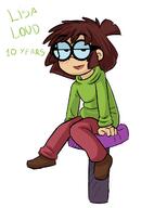 2022 artist:l-brush blushing character:lisa_loud looking_at_viewer sitting smiling solo stool text // 1000x1250 // 218KB