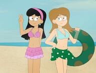2020 artist:jmdx64 artist:jmx64 beach bikini character:jackie character:mandee swimsuit water // 1024x783 // 76KB