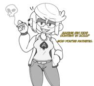 2022 artist:juicyunknown character:lupa_loud cigarette dialogue holding_object looking_at_viewer meme ocs_only original_character sin_kids solo talking_to_viewer thick_thighs // 2465x2247 // 795KB