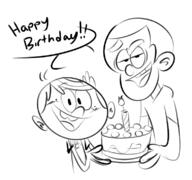 2022 andercoln artist:dipper birthday cake character:anderson character:lincoln_loud // 774x725 // 80KB