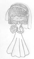 2016 alternate_outfit artist:gspic bouquet character:lucy_loud holding_object smiling solo wedding_dress // 703x1206 // 746KB
