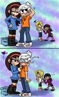 angry arms_crossed artist:puppyface blushing character:lincoln_loud character:nikki character:ronnie_anne_santiago character:sid_chang heart looking_at_another pointing sidcoln smiling tagme // 695x1137 // 158KB