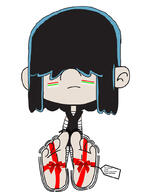 barefoot character:lucy_loud feet ribbon sitting solo source_request text // 774x1032 // 64KB
