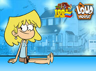 artist:100latino character:lori_loud feet looking_to_the_side sitting smile // 1023x760 // 155KB
