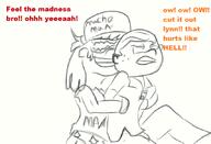 2017 artist:tmntfan85 character:lincoln_loud character:lynn_loud dialogue fight fighting frowning holding_arms looking_up lynncoln randy_savage sketch smiling sunglasses text wrestling // 853x580 // 168KB