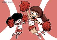 2022 alternate_hairstyle alternate_outfit artist:dmf_nsfw blushing character:lucy_loud character:lynn_loud cheerleader cheerleader_outfit embarrassed jumping looking_at_viewer pigtails // 4093x2894 // 822KB