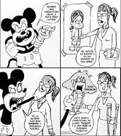 2023 abuse angry artist:dibujosmuyfeos black_and_white character:lincoln_loud character:mickey_mouse character:ronnie_anne_santiago character:tater_ramírez_humphrey clipboard comic crossover dialogue disney frowning hand_gesture holding_object open_mouth pointing primos sharp_teeth spanish squinting text tongue_out // 1825x2048 // 459KB