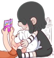 2022 artist:casytay bed blushing character:lincoln_loud character:lucy_loud holding_object lucycoln magazine smiling // 760x800 // 333KB