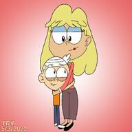 2022 artist:yellowtail24 character:lincoln_loud character:rita_loud half-closed_eyes hug hugging looking_at_another looking_down looking_up mother's_day smiling // 720x720 // 49KB