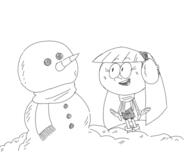 2016 alternate_outfit artist:fullhero18 background_character character:sweater_qt earmuffs open_mouth scarf smiling snowman solo winter_clothes // 600x500 // 97KB