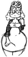 2016 artist:getinmydamnbox background_character big_breasts blushing character:thicc_qt cleavage sketch solo wide_hips // 375x750 // 130KB